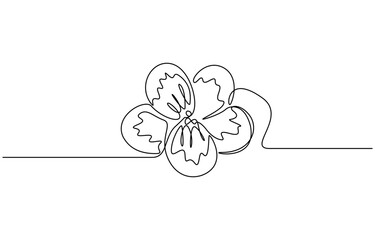 African violet flower drawing mono line. Continuous line icon on white background. Edditable outline