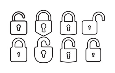 Lock icon set. Locked and unlocked vector icon, Lock Closed Icon, lock and security icon for app, ui, website and logo. Victor illustration eps10