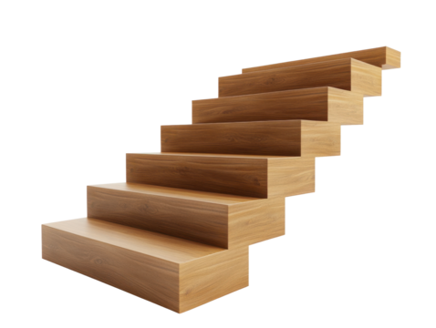 Wooden Staircase Steps on Transparent Background