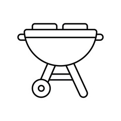 BBQ Grill line icon with white background vector stock illustration