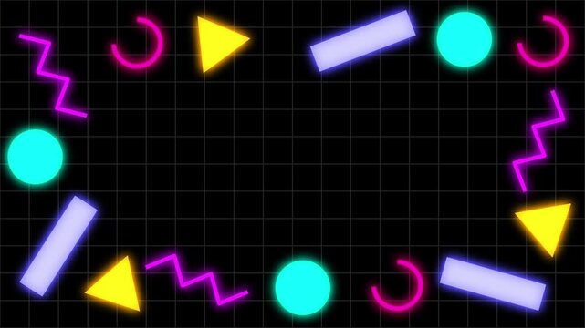Seamless Looping Dark Themed Memphis Style Animated Background