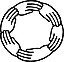 Unity Circle Icon – Interlocked Hands Symbolizing Teamwork, Support & Connection