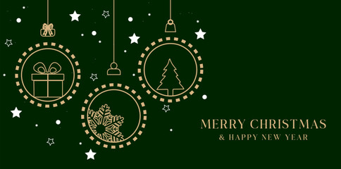 Christmas card elegant, greeting card in green background
