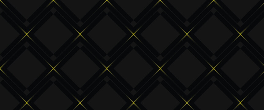 Elegant dark geometric pattern with diamond shapes and subtle gold accents. Modern seamless background ideal for luxury branding, fashion, tech, and digital designs.