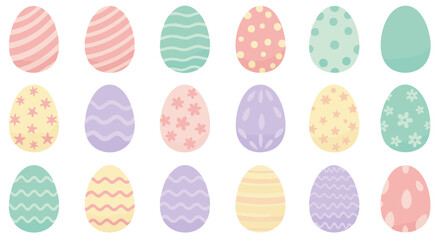 Colorful Easter eggs flat icon set vector isolated