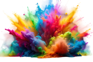 Splash of colour powder in a Holi festival in India, PNG