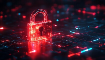Futuristic digital lock icon, Computer Security Day, generative AI in cybersecurity, glowing encryption concept, hightech data protection, highresolution render