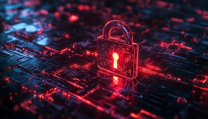 Futuristic digital lock icon, Computer Security Day, generative AI in cybersecurity, glowing encryption concept, hightech data protection, highresolution render