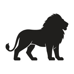 Lion Silhouette Icon &ndash; Majestic Wild Animal Symbol of Strength and Royalty