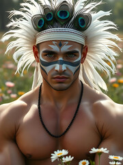 Handsome Muscular Man With Tribal