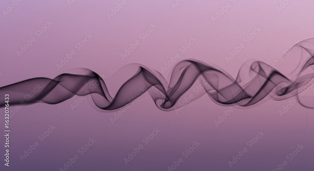Poster smooth abstract smoke waves on a soft purple gradient background create an elegant and tranquil visu