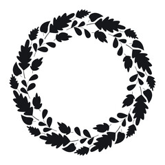 Botanical black and white foliage wreath