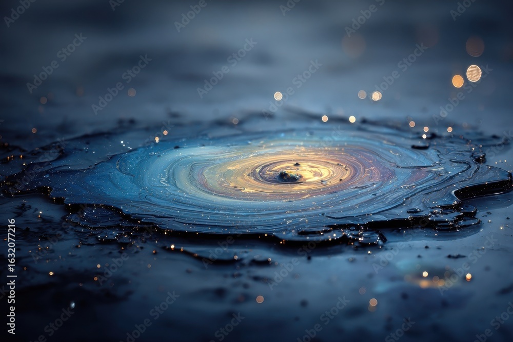 Aufkleber vibrant swirling liquid creating a mesmerizing abstract cosmic pattern.