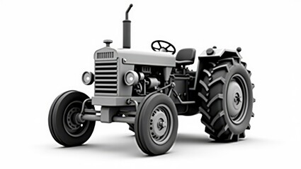 Obraz premium Gray vintage tractor against a white background.
