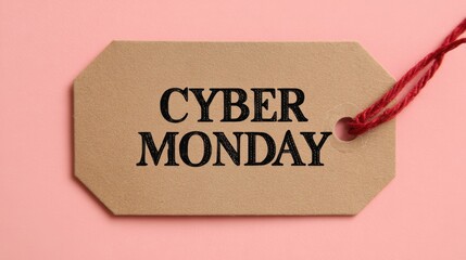 The Cyber Monday Sale Tag on a Pink Background for Promotions