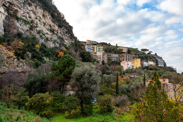Obraz premium Sorrento, Italy. Panoramic realistic view of Sorrento city in the winter