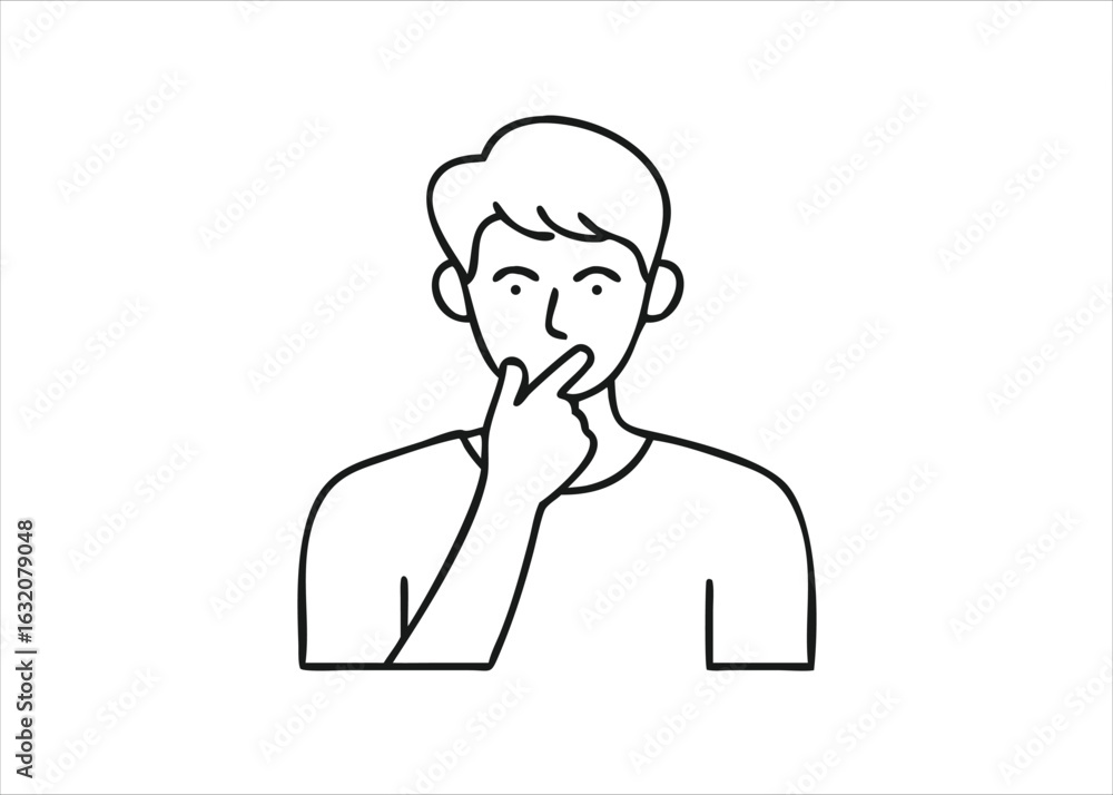Poster a single continuous line drawing depicts a person gesturing for quiet conveying a message of silence