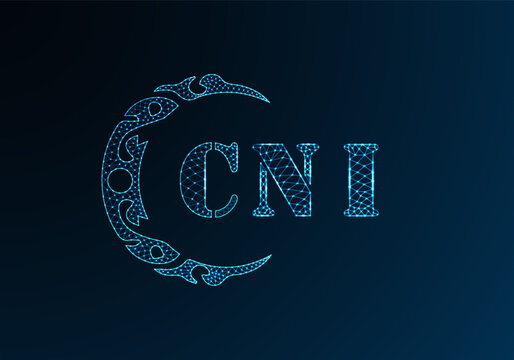 Low poly letter logo CNI design. CNI letter logo low poly vector design on blue color gradient background. CNI logo low poly design