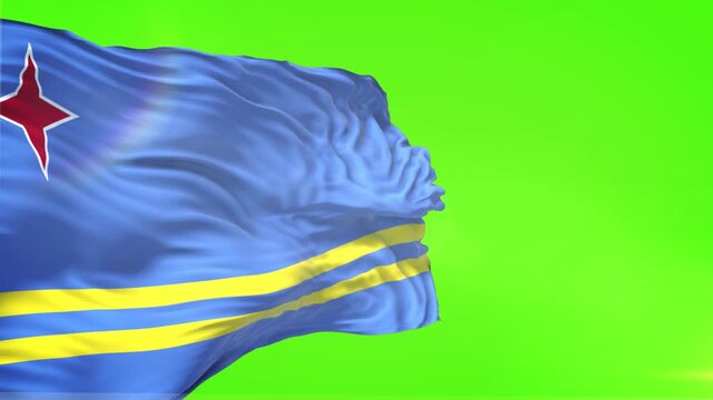 Aruba Flag in Green Screen