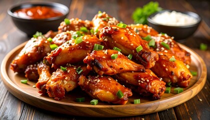 Crispy chicken wings with sauces
