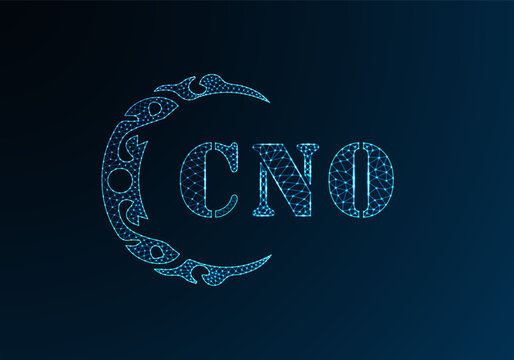Low poly letter logo CNO design. CNO letter logo low poly vector design on blue color gradient background. CNO logo low poly design