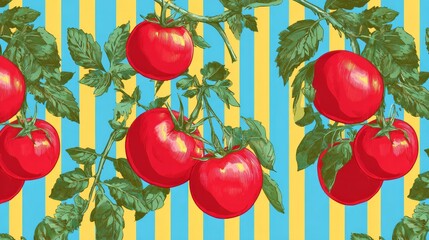 Trendy Modern tomato pattern, vintage illustration