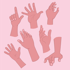 hand signs icons brown decor cartoon design