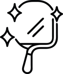 Sparkling clean mirror with handle isolated on transparent background