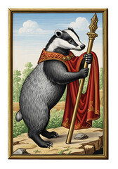 Mythical Badger King with Staff and Cloak