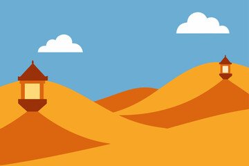 desert landscape with camels