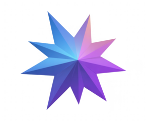 Multi-colored, stylized, geometric star