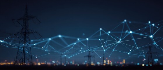 Power grid network at night