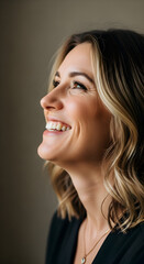 Bright Smiling Woman with Blonde Hair