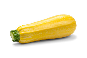 Whole Raw Yellow Zucchini, Vibrant, Photorealistic Image on White Background