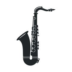 Silhouette of a saxophone - musical instrument design in black and white