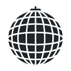 Geometric black disco ball icon on white background