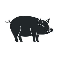 Fototapeta premium Silhouette of a standing pig on a white background