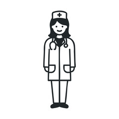 Obraz premium Illustration of female doctor in uniform with stethoscope