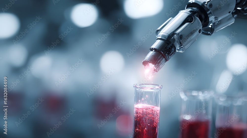 Poster laboratory robot handling chemical samples with precision