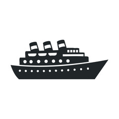 Obraz premium Silhouette of large passenger cruise ship on white background