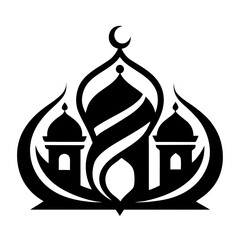 Indo‑Arabic Fusion clean black silhouette design white background