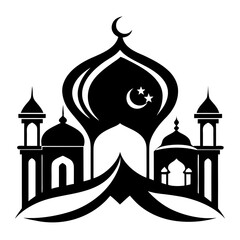 Indo‑Arabic Fusion clean black silhouette design white background