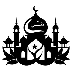 Indo‑Arabic Fusion clean black silhouette design white background