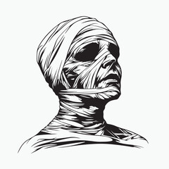 black and white portrait of a mummy