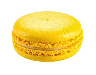 Yellow macaron dessert pastry sweet delicious baked treat confectionery food on transparent background