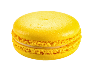 Yellow macaron dessert pastry sweet delicious baked treat confectionery food on transparent background