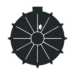 Black circular industrial ventilation fan icon with arrow symbol