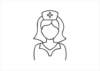 Artistic single line drawing of a medical professional in a continuous flow representing dedication and care isolated on white background