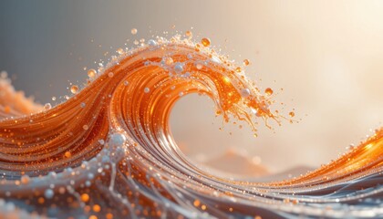 Abstract Orange Wave with Glittering Particles
