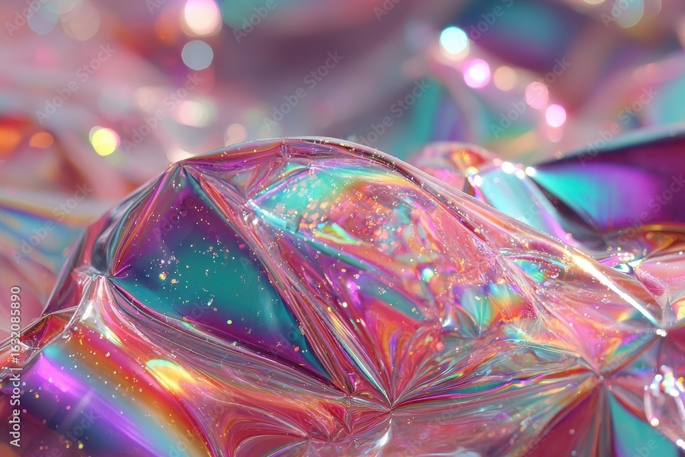 Poster a captivating abstract background showcasing a vibrant holographic iridescent texture with sparkling